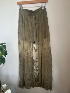 entro Olive Sheer Lace Maxi Skirt